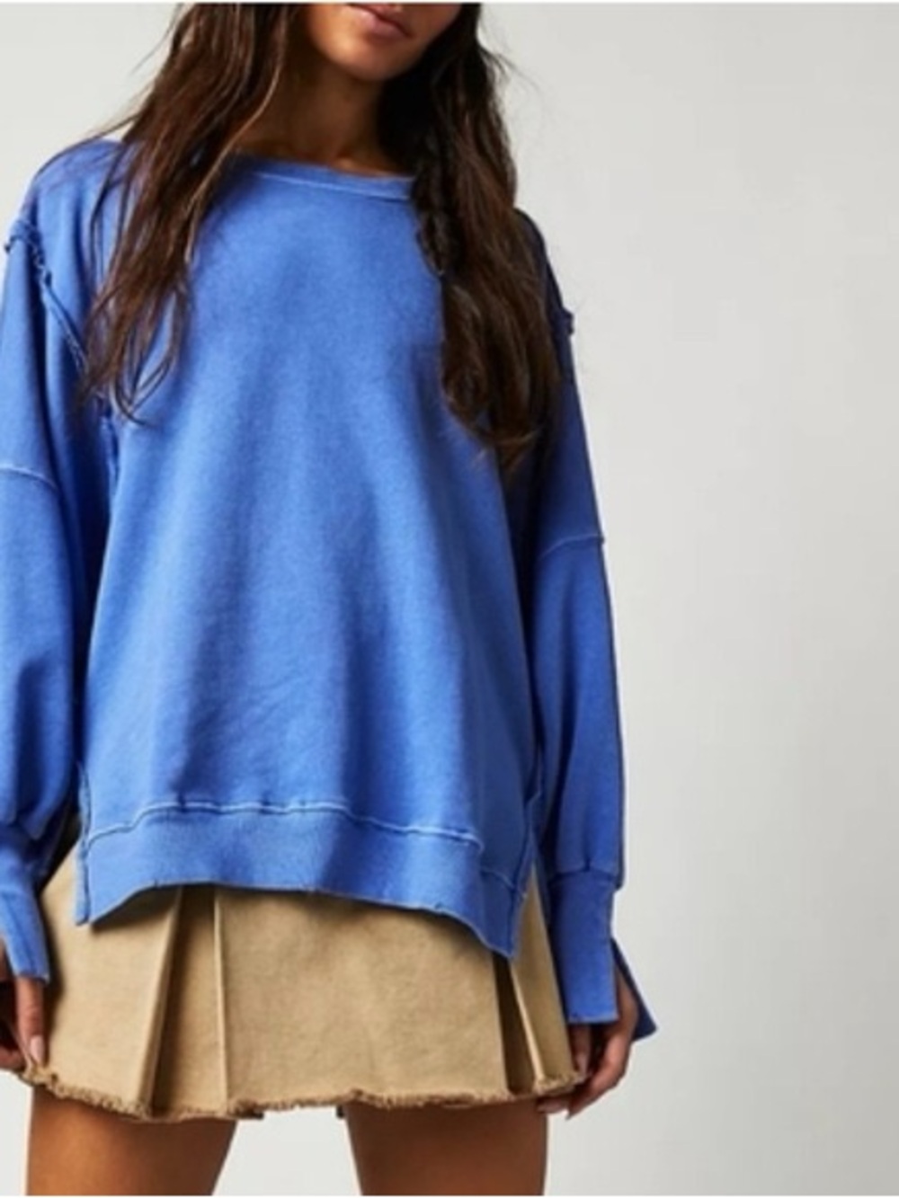 Free People Camden Sweatshirt, Iris Blue, Size Small, Oversized